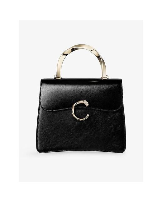 Cartier Black Panthère C Small Leather Top-Handle Bag