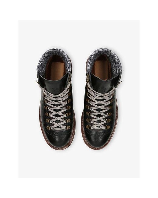 Brunello Cucinelli Black Felt-Trim Leather Ankle Boots for men
