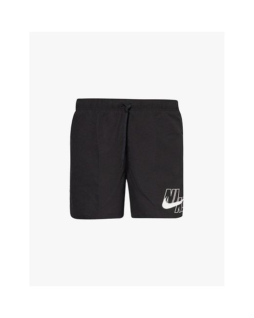 Nike Black Logo Slide 5In Volley Drawstring Swim Shorts for men