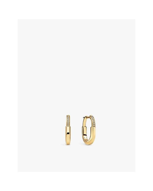 Tiffany & Co Metallic Tiffany Lock Small 18Ct- And 0.05Ct Diamond Hoop Earrings