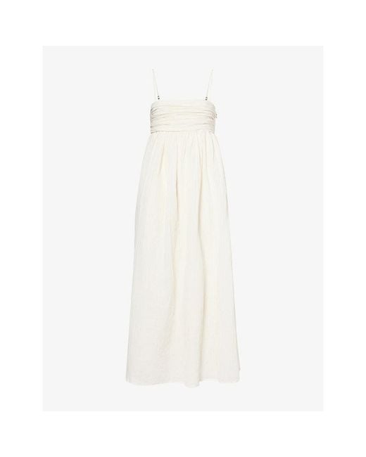 Dissh White Casey Crinkled Cotton-Blend Maxi Dress