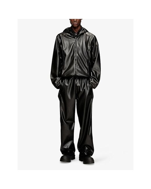 DIESEL Black P-Arten-Piping-Pgbx Elasticated-Waist Faux-Leather Trousers for men