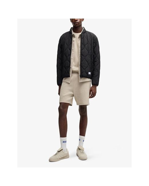 HUGO Natural Drawstring-Waistband Cotton-Jersey Shorts for men
