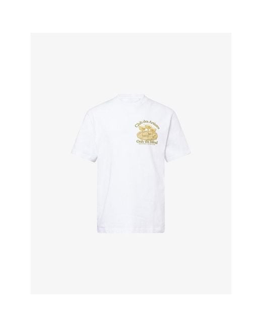 Only the Blind White Club Des Artistes Logo-Print Cotton T-Shirt for men