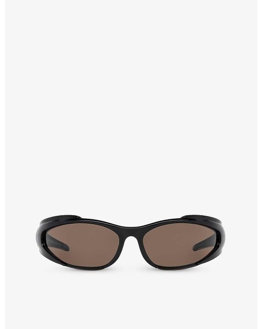 Balenciaga Black Bb0253s Wraparound-frame Acetate Sunglasses