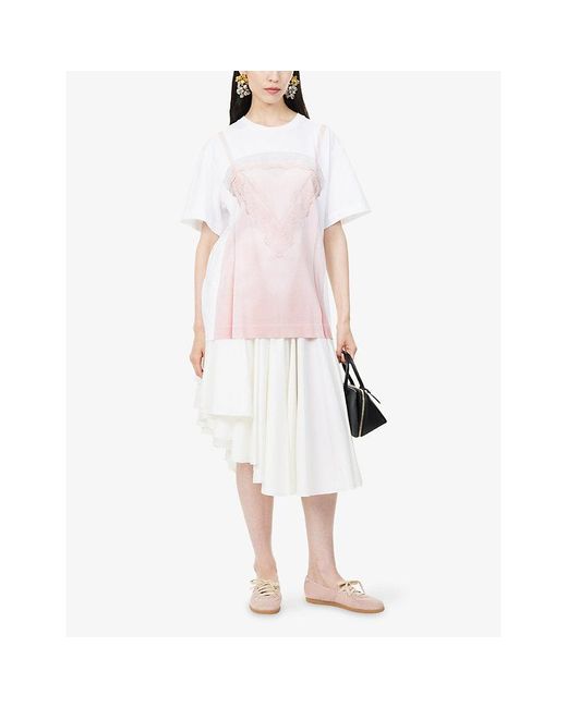 Simone Rocha Pink Graphic-Print Oversized Cotton T-Shirt