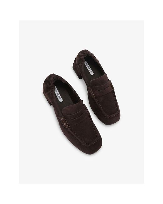 Steve Madden Black Estee Heeled Suede Loafers