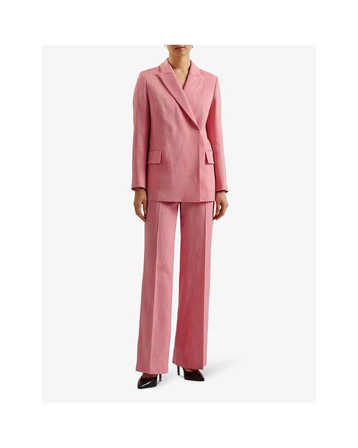 Ted Baker Pink Hirokot Pressed-crease Wide-leg High-rise Woven Trousers