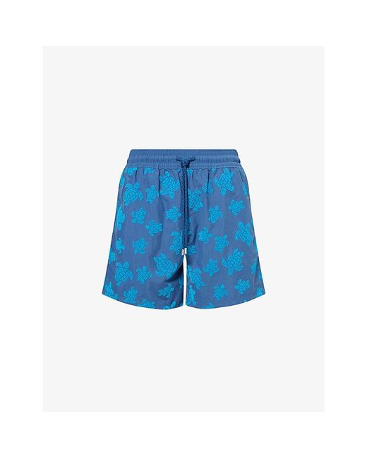 Vilebrequin Blue Moorea Turtle-Print Swim Shorts for men