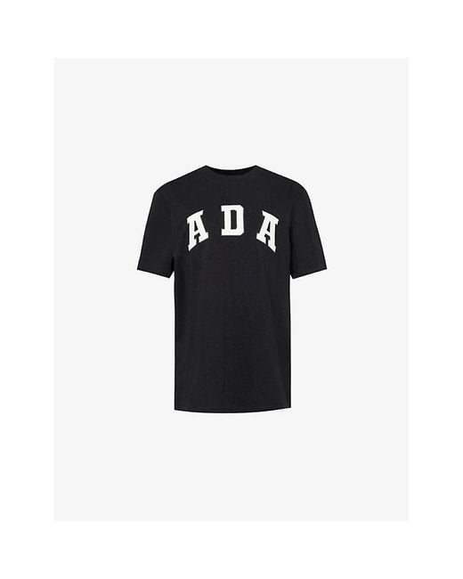 ADANOLA Black Logo-Embroidered Cotton-Jersey T-Shirt