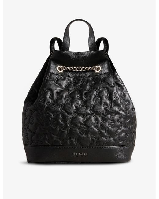 Ted Baker Black Ayssan Magnolia-quilted Leather Backpack