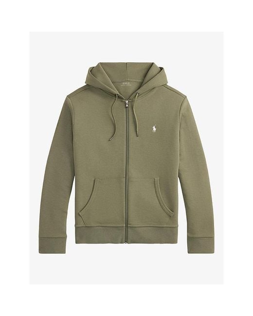 Polo Ralph Lauren Green Brand-Embroidered Zip-Up Cotton-Blend Hoody for men