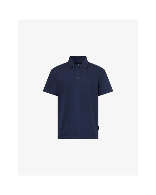 On Shoes Blue Midnight, Courtside Ribbed-Trim Woven Polo Shirt for men