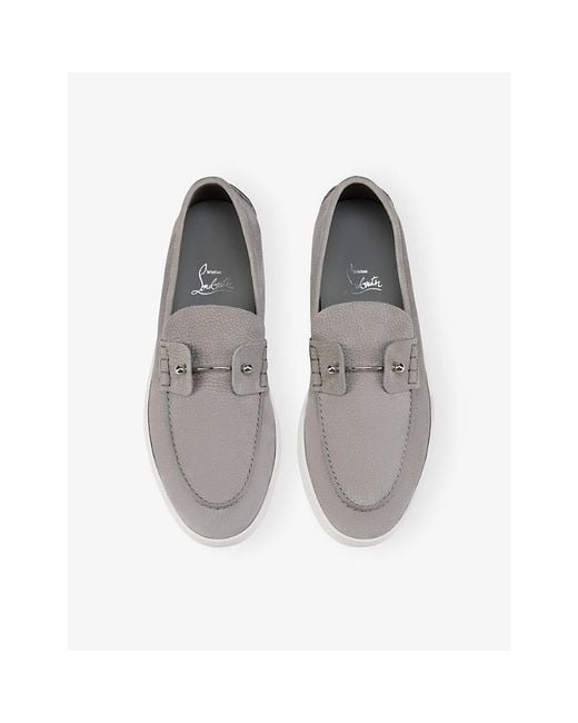 Christian Louboutin White Chambeliboat Leather Boat Shoes for men