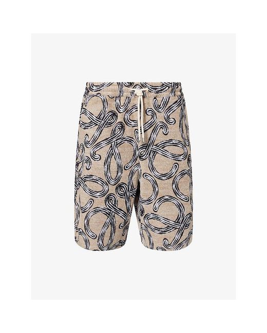 Loewe Gray X Paula's Ibiza Monogram-Print Cotton-Terry Shorts for men