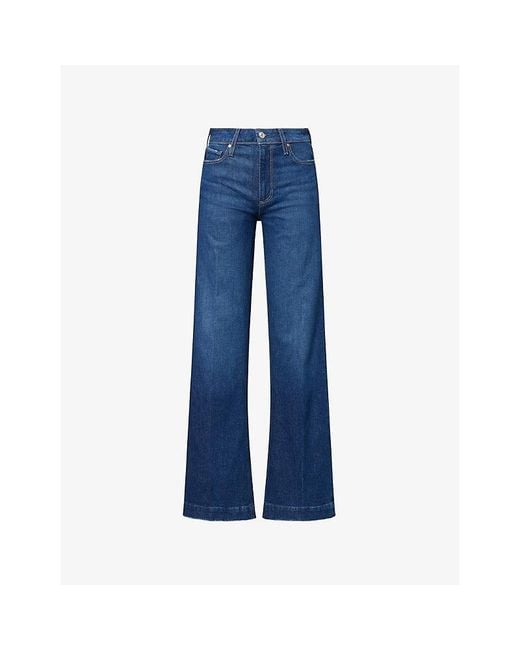 PAIGE Blue Leenah Wide-Leg Stretch-Denim Jeans