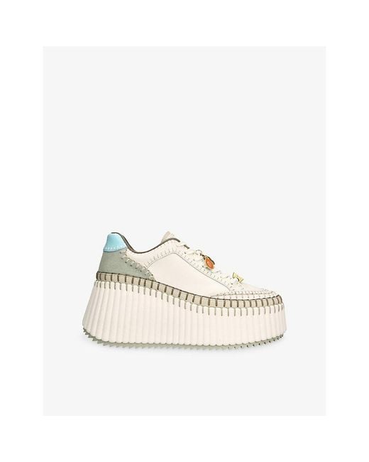 Chloé Natural Nama Runner Platform Leather Trainers