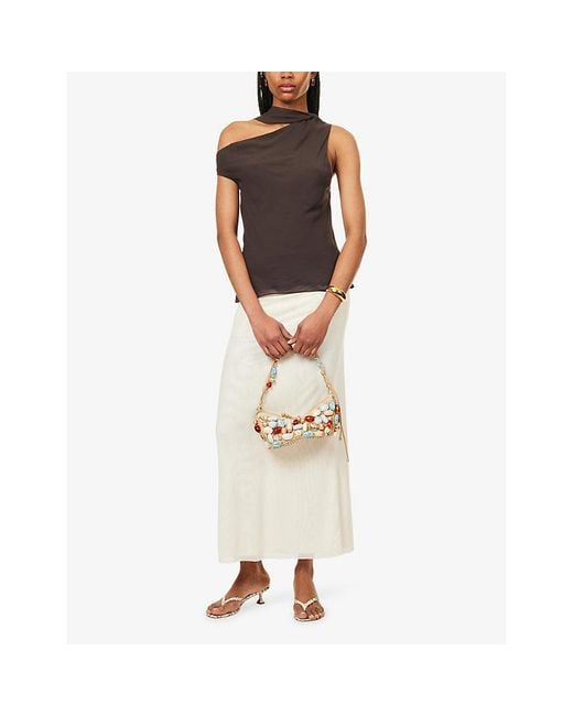 Bec & Bridge Brown Augustin Sheer Woven Scarf Top