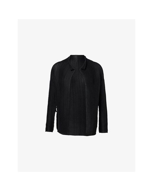 Issey Miyake Black Wooly Pleats Knit Cardigan