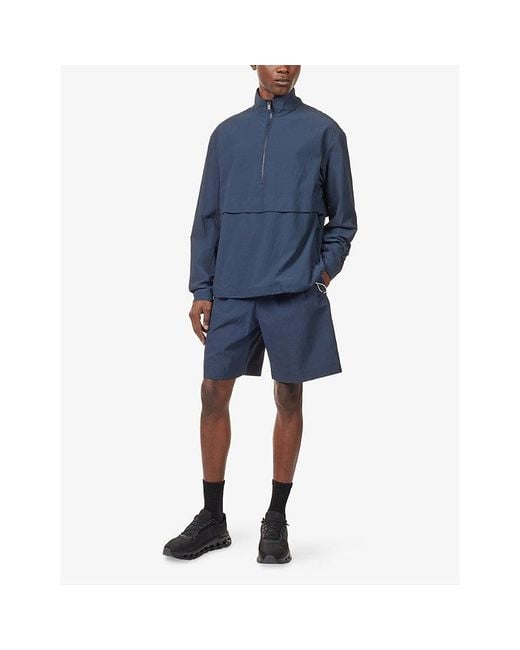 On Shoes Blue Courtside 1/2 Zip Eaze Stretch-Woven Jacket for men