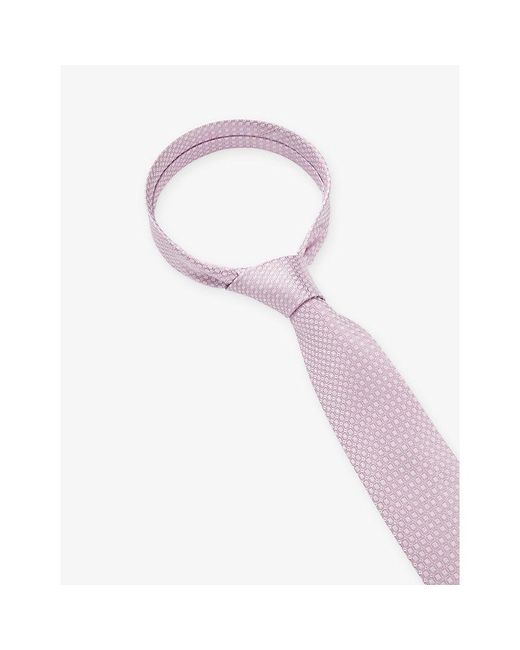 Boss Pink Square-Pattern Silk-Blend Tie for men