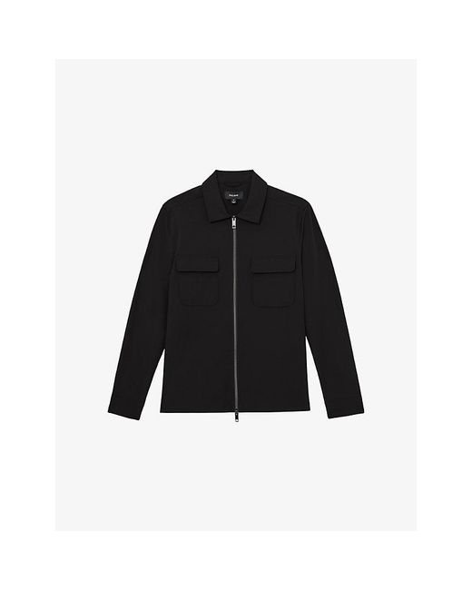 Reiss Black Ascend Long-Sleeved Stretch-Woven Shirt for men