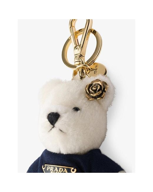 Prada White Teddy Bear Steel Bag Charm