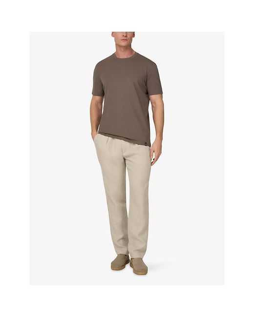 Boggi Brown Crewneck Stretch Pima Cotton T-Shirt for men