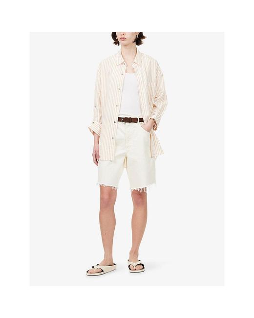 Citizens of Humanity White Ayla Frayed Denim Shorts