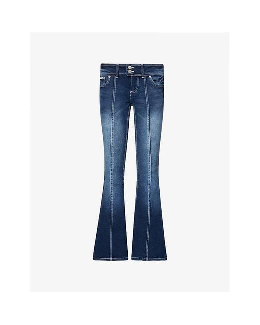 Juicy Couture Blue Crest-Embroidered Flared Denim Jeans