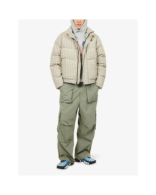 BBCICECREAM Natural Script Check-Print Shell Puffer Jacket for men