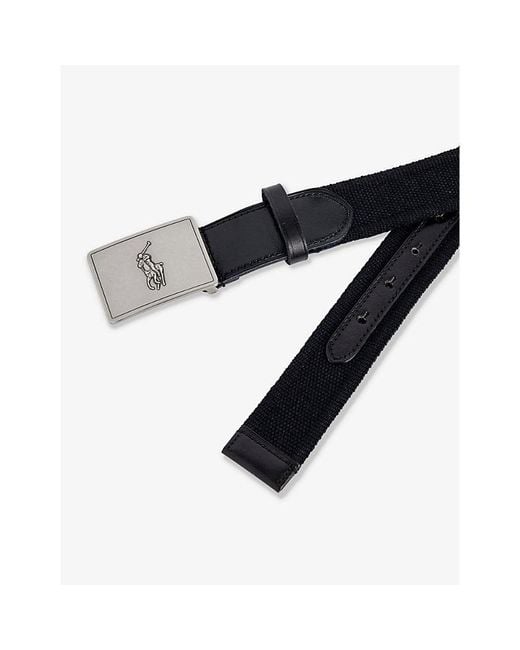Polo Ralph Lauren Black Logo-plaque Woven Belt for men