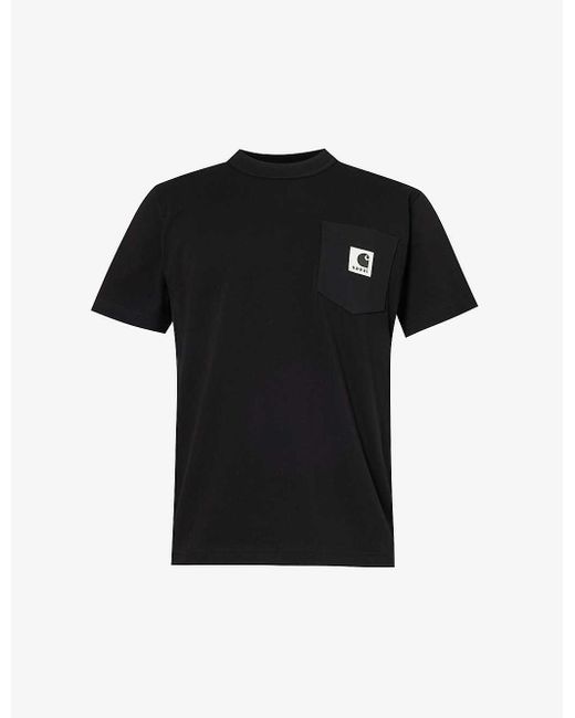 Sacai Black X Carhartt Wip Brand-patch Cotton-jersey T-shirt for men