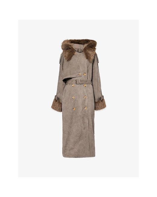 Jaded London Natural Xl Hooded Cotton Trench Coat