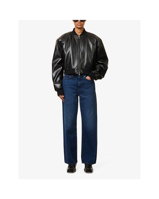 Rag & Bone Blue Logan Wide-Leg Mid-Rise Denim Jeans