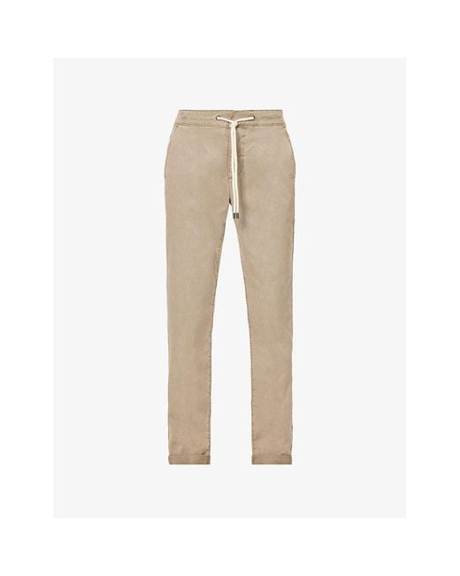 PAIGE Natural Fraser Drawstring-Waistband X-Leg Slim-Fit Stretch-Woven Trousers for men