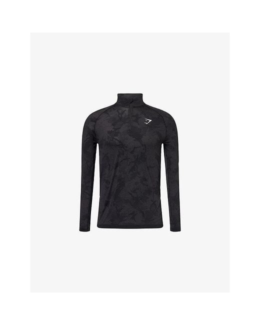 GYMSHARK Blue Geo Seamless High-Neck Woven Top for men
