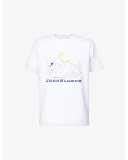 CASABLANCA White Swan Brand-print Organic-cotton Jersey T-shirt for men