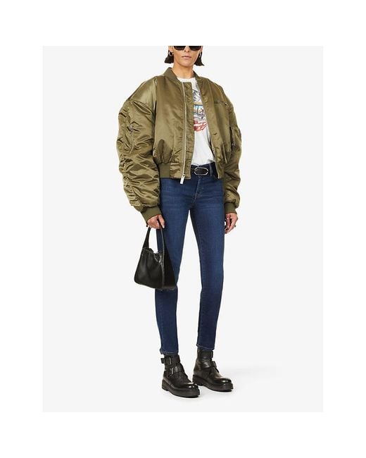 7 For All Mankind Blue Roxanne Slim-Fit Mid-Rise Stretch Denim Jeans