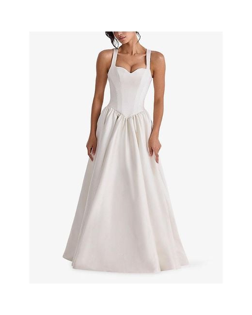 House Of Cb White Giorgina Sweetheart-Neck Satin Bridal Gown