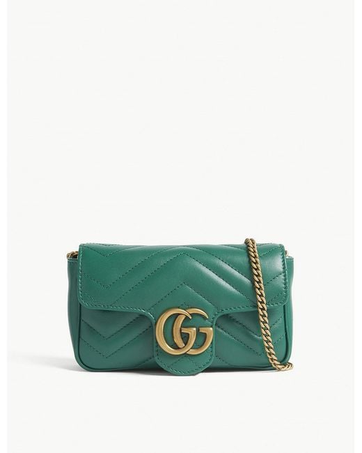 Gucci Green Marmont Super Mini Leather Shoulder Bag