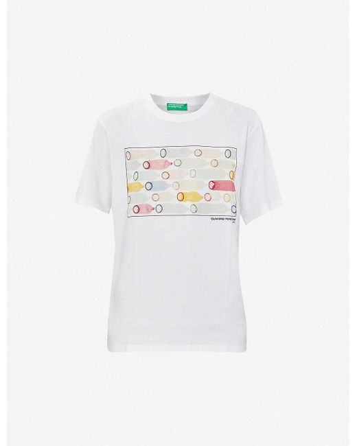 Benetton White Oliviero Toscani Photographic-print Cotton-jersey T-shirt for men