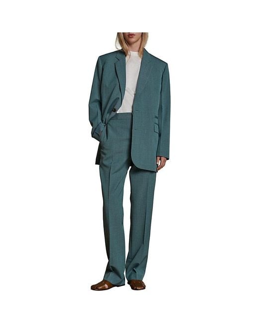 Soeur Green Valencia Straight-leg High-rise Wool-blend Trousers