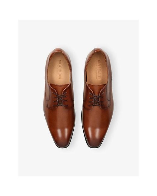 Steve Madden Brown Parscal Leather Lace-Up Shoes for men