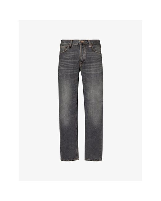 Nudie Jeans Gray Rad Rufus Straight-Leg Denim Jeans for men