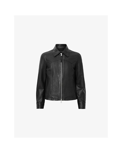 AllSaints Black Nellcot Panelled Leather Jacket for men