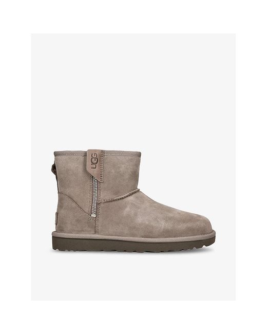 Ugg Brown Classic Mini Bailey Side-zip Sheepskin Ankle Boots