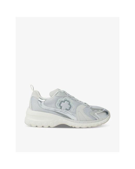 Maje Gray Clover-embroidered Chunky-sole Low-top Leather Trainers