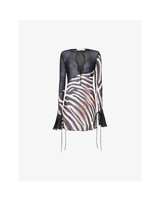 Rat & Boa Black Sabine Printed Sheer Mini Dress