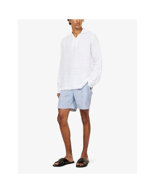 Orlebar Brown White Vincent Long-Sleeve Linen Shirt for men
